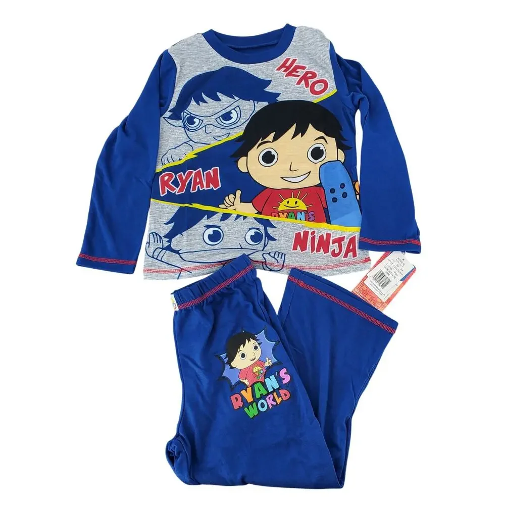 Ryan's World Top and Bottom‎ Pajama Set Navy Blue Boy's Size X-Small 4/5 New